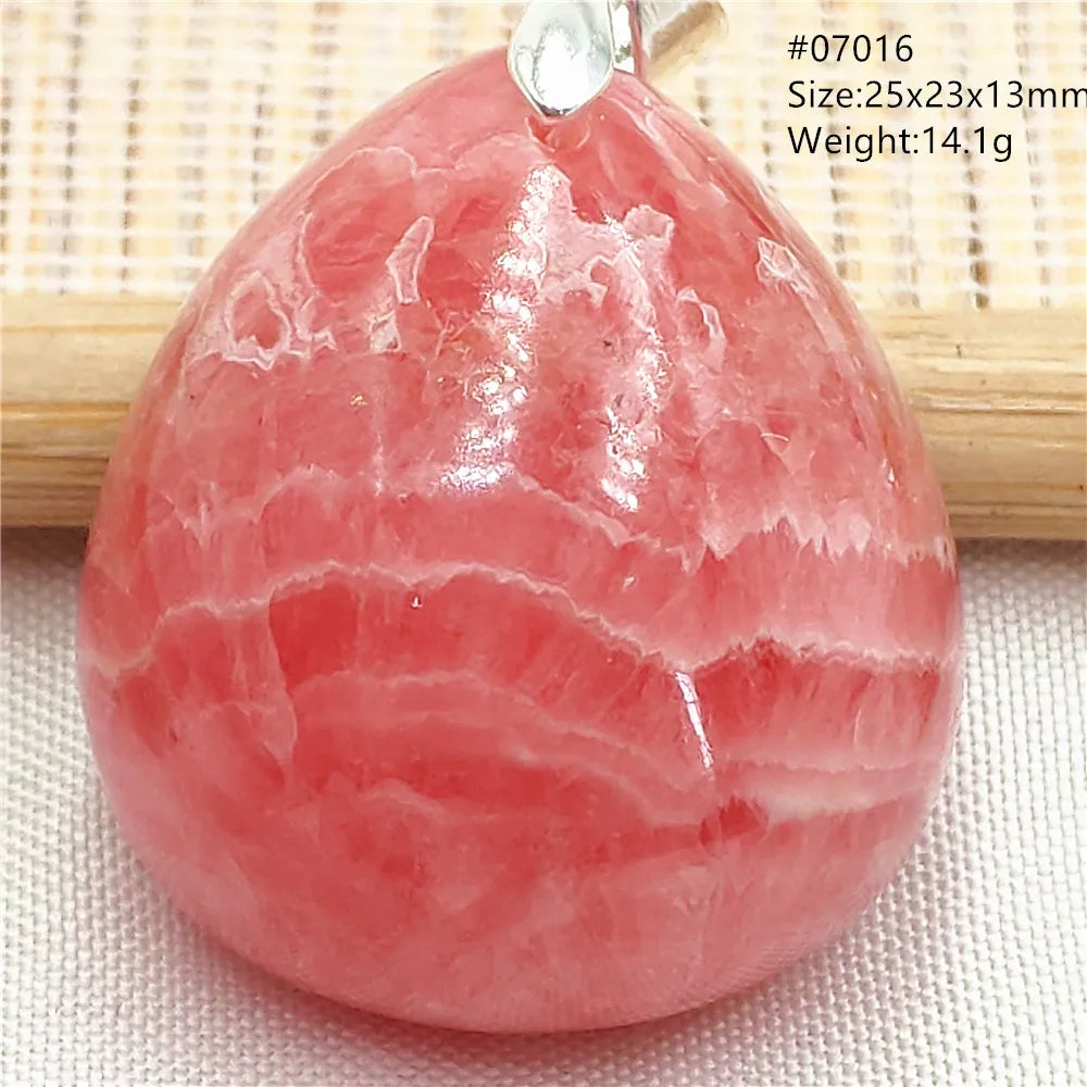 Natural Rose Rhodochrosite Pendant Heart Red Rhodochrosite Love Bead Pendant Necklace Women Rare Rose Necklace AAAAA