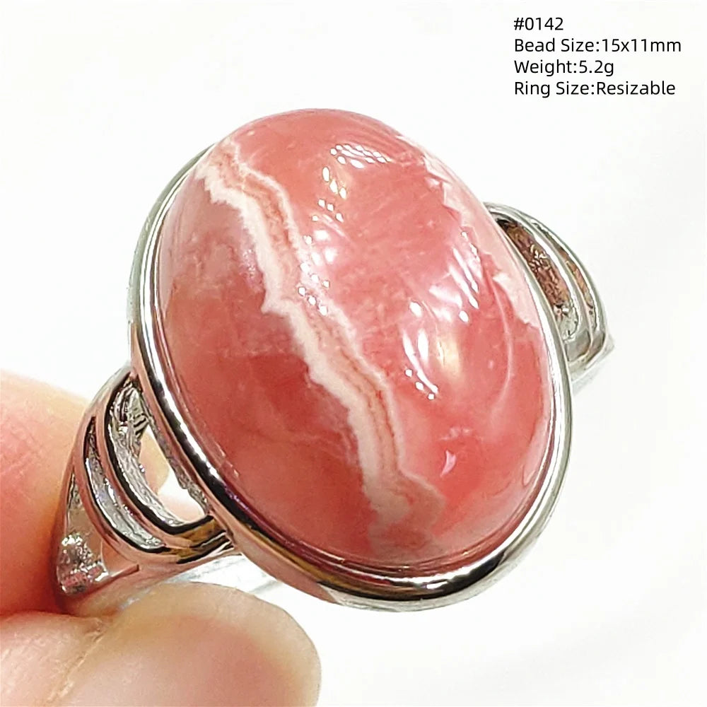 Natural Rose Rhodochrosite Ring Adjustable Ring Jewelry Woman Men Love Red Rhodochrosite Bead Healing Stone AAAAAA