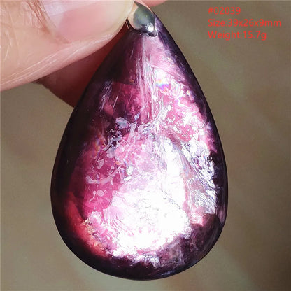 Natural Purple Lepidolite Quartz Tourmaline Mica Pendant Flash Woman Men Heart Love Fashion Jewelry AAAAAA