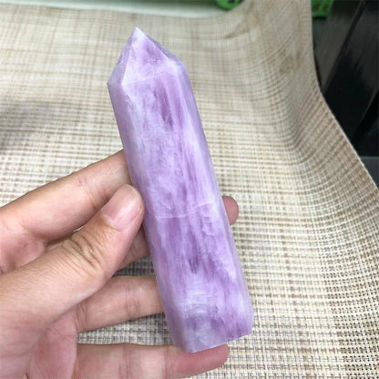 Natural Stones Purple Kunzite Wand Point Polished Quartz Crystal Healing Reiki Gemstones Tower Home Decoration