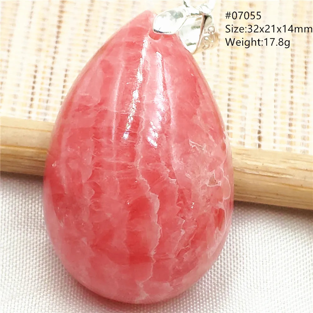 Natural Red Argentina Rhodochrosite Pendant Necklace Rose Rhodochrosite Heart Pendant Women Men Necklace AAAAA