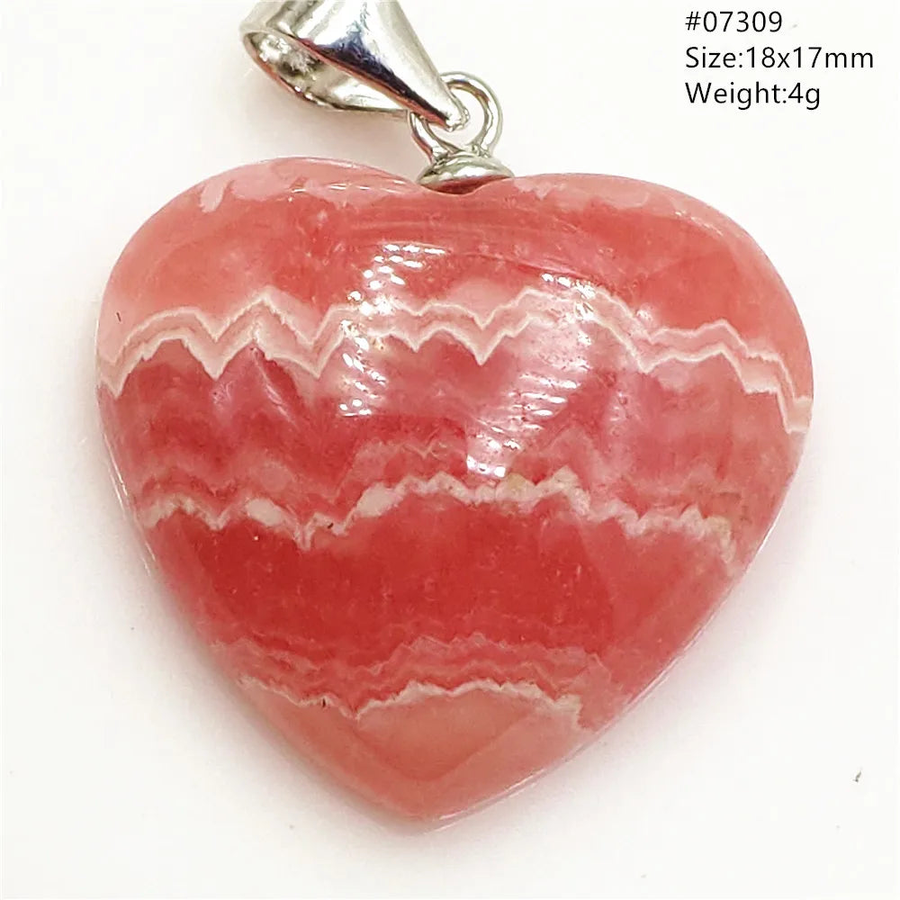 Natural Rose Rhodochrosite Pendant Heart Red Rhodochrosite Love Bead Pendant Necklace Women Rare Rose Necklace AAAAA