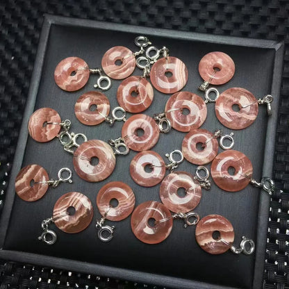 Unit One Piece 925 Silver Buckle With Cost Effective Natural Rhodochrosite Crystal Healing Ping Buckle Pendant