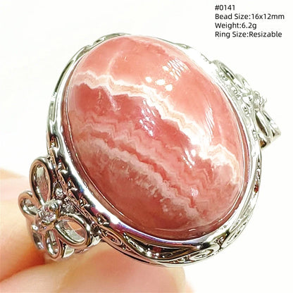 Natural Rose Rhodochrosite Ring Adjustable Ring Jewelry Woman Men Love Red Rhodochrosite Bead Healing Stone AAAAAA