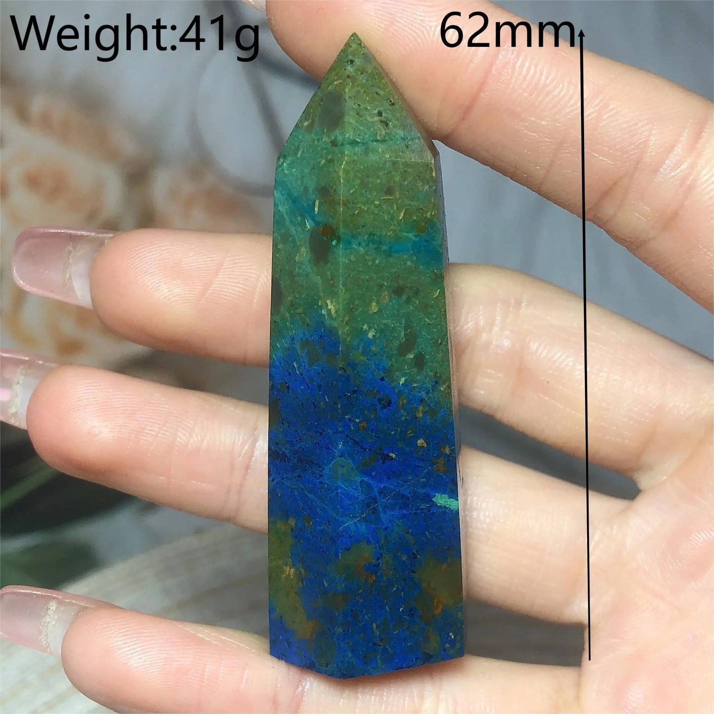 Natural Crystals Chrysocolla With Azurite Tower Healing High Quality Energy Mineral Wholesale Reiki Home Decroration