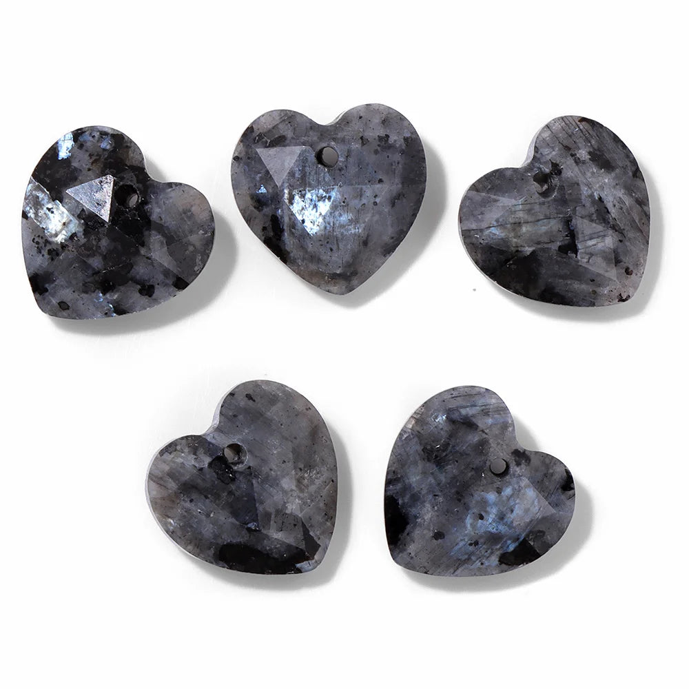 12-13mm Natural Faceted Heart Shape Stone Pendants Bead Agates Amethysts Opal Pendant for Making Necklace Bracelet Earrings 2Pcs