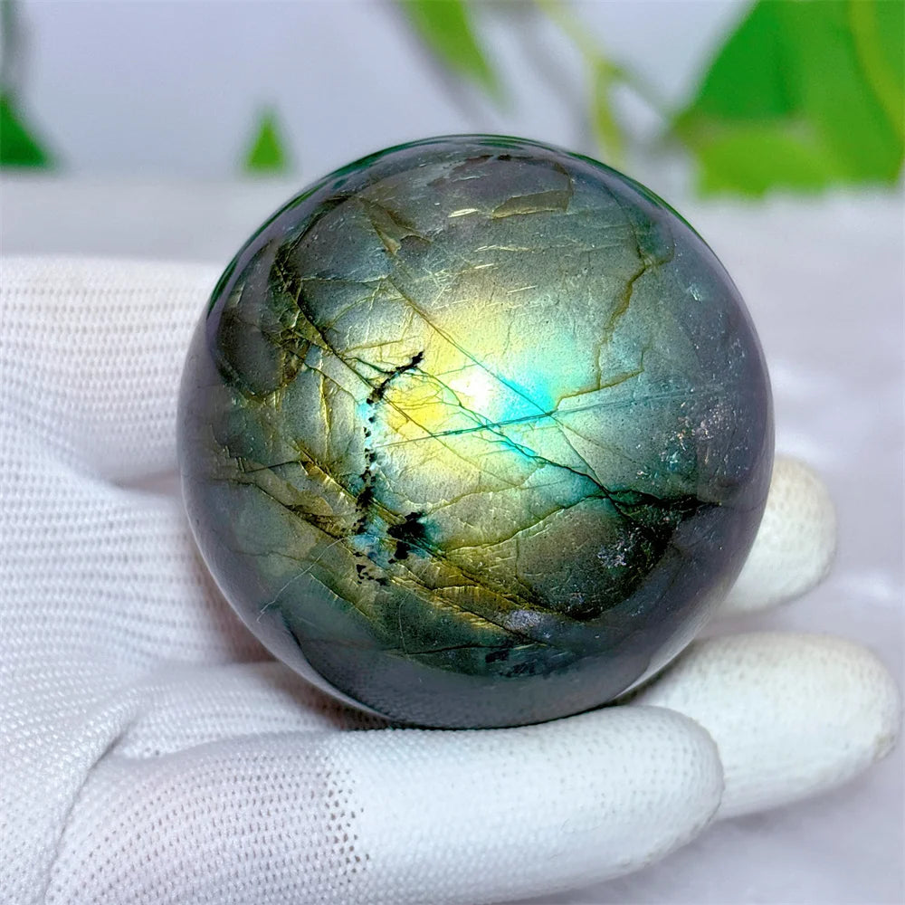 Labradorite Sphere Ball Crystal Natural Stone Quartz Home Decoration Minerals Reiki Craft Gemstone Energy Healing Love +Stand