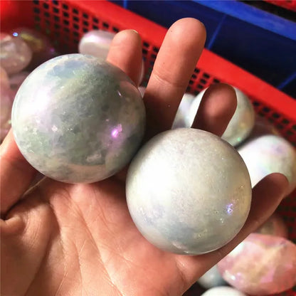 HOME DECOR Natural Polished Gemstone Spheres Angel Aura Celestite Crystal Ball For Feng Shui