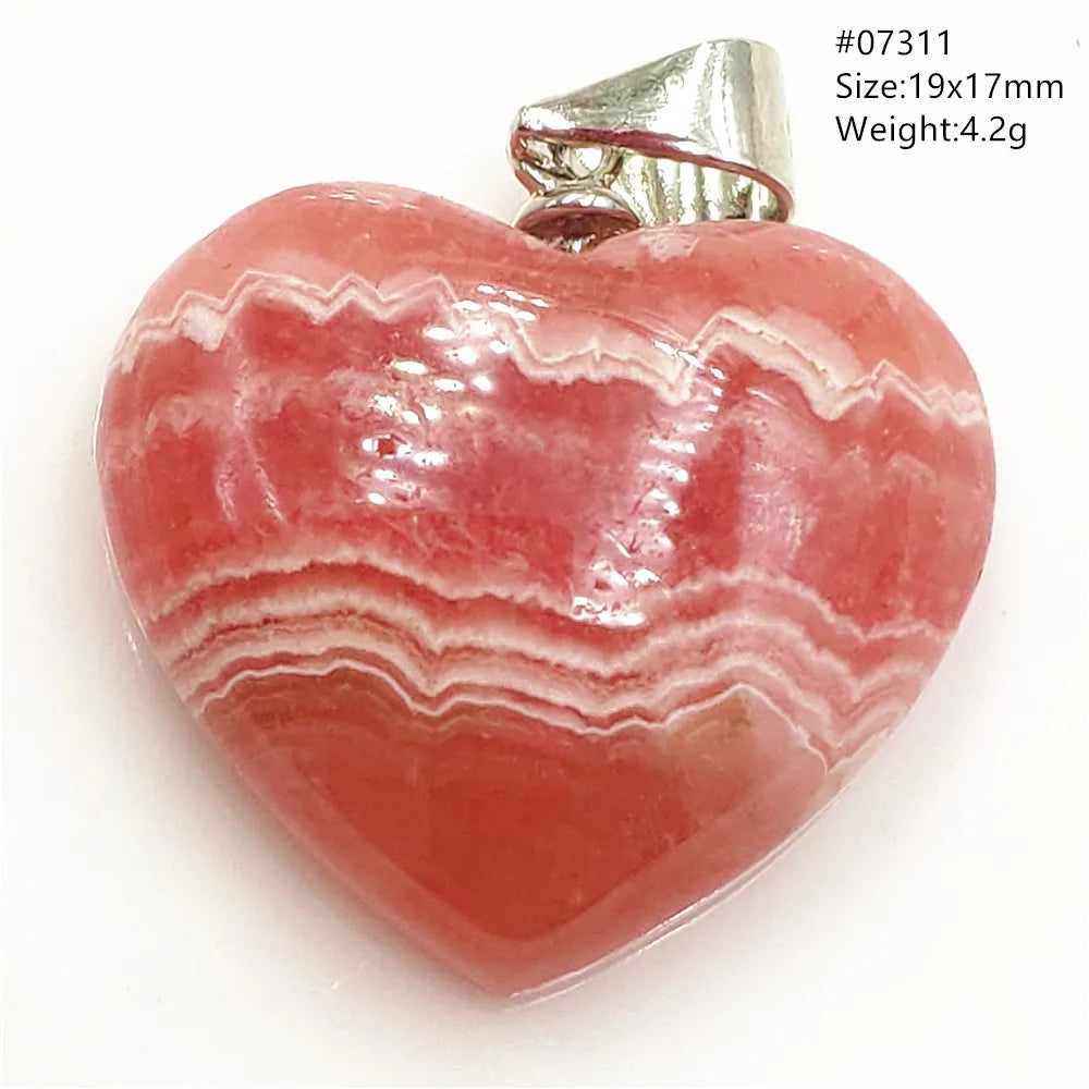 Natural Rose Rhodochrosite Pendant Heart Red Rhodochrosite Love Bead Pendant Necklace Women Rare Rose Necklace AAAAA