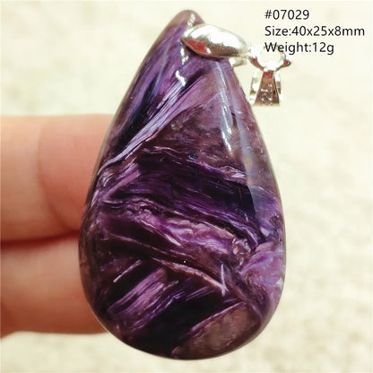 Natural Purple Charoite Pendant Necklace Jewelry Women 925 Sterling Silver Rare Gift Charoite Bead AAAAA