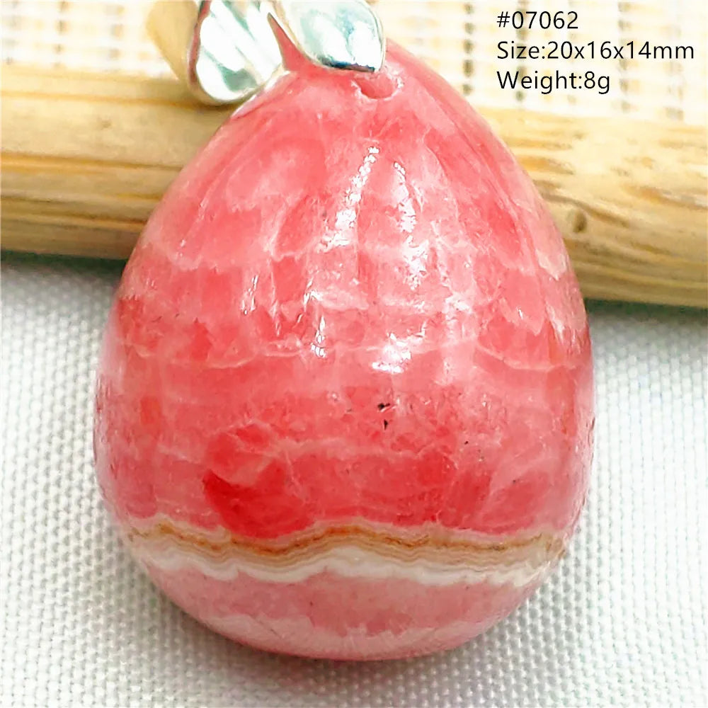 Natural Red Argentina Rhodochrosite Pendant Necklace Rose Rhodochrosite Heart Pendant Women Men Necklace AAAAA