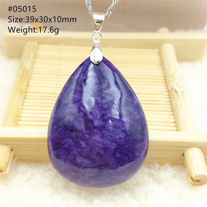 Natural Purple Charoite Pendant Necklace Jewelry Women 925 Sterling Silver Rare Gift Charoite Bead AAAAA