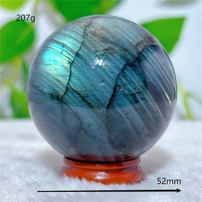 Labradorite Sphere Ball Crystal Natural Stone Quartz Home Decoration Minerals Reiki Craft Gemstone Energy Healing Love +Stand