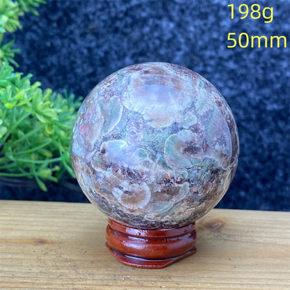 1pcNatural Green Cherry Blossom Stone Agate Gem Energy Sphere Healing Reiki Crystal Ball Garden Aquarium Home Decor Holiday Gift