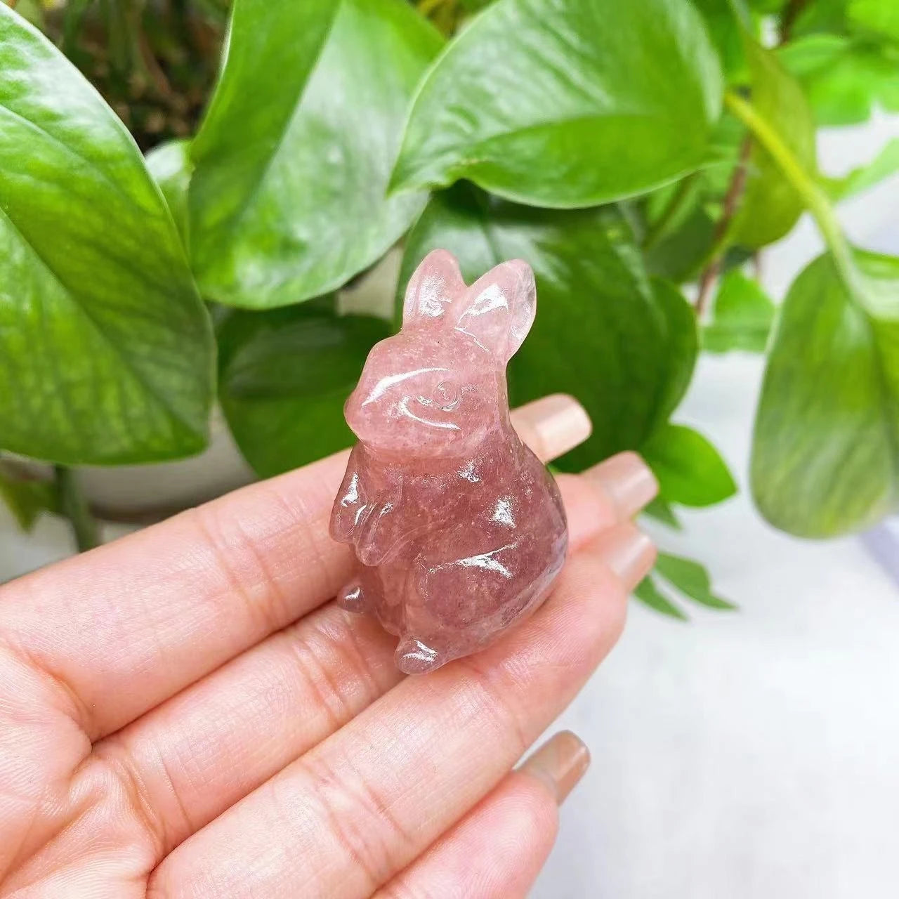 Amethyst, Quartz & Agate Rabbit Carving – Healing Gem Décor