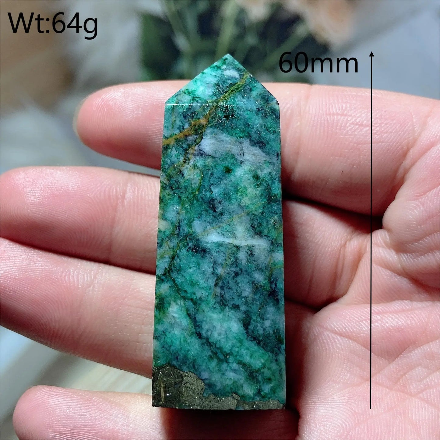 Natural Crystal Dioptase Tower Pyrite Healing Wholesale Gemstone Energy Polished Obelisk Precious Gift