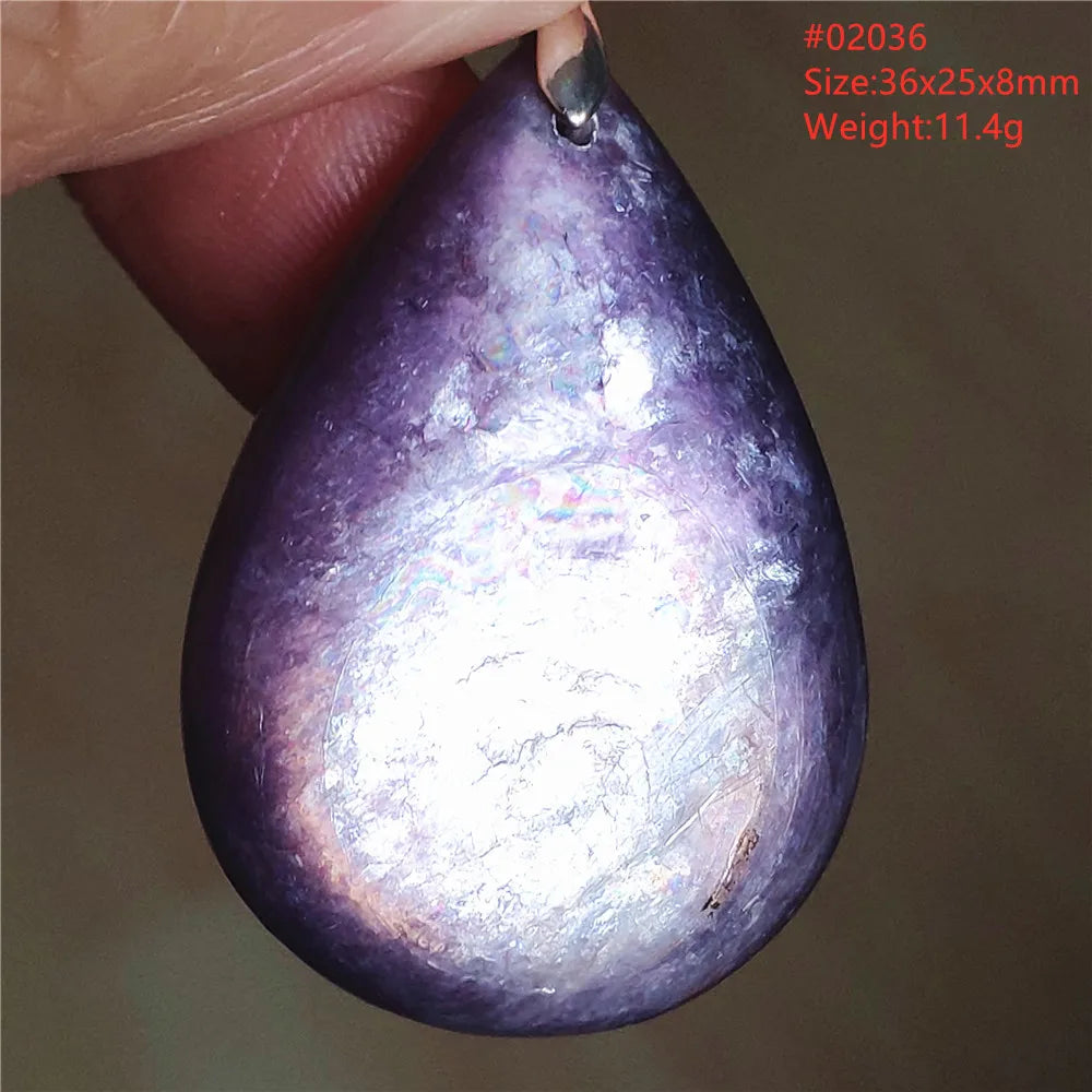 Natural Purple Lepidolite Quartz Tourmaline Mica Pendant Flash Woman Men Heart Love Fashion Jewelry AAAAAA