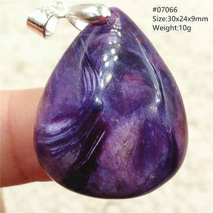 Natural Purple Charoite Water Drop Gemstone Pendant Women Men Charoite Bead Best Necklace Jewelry 925 Sterling Silver AAAAAA