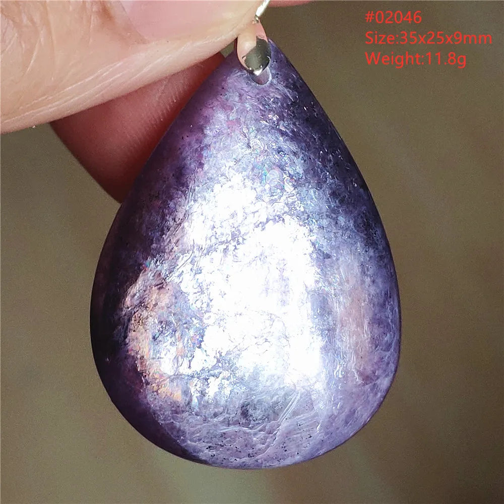 Natural Purple Lepidolite Quartz Tourmaline Mica Pendant Flash Woman Men Heart Love Fashion Jewelry AAAAAA