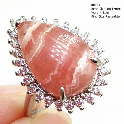 Natural Rose Rhodochrosite Ring Adjustable Ring Jewelry Woman Men Love Red Rhodochrosite Bead Healing Stone AAAAAA