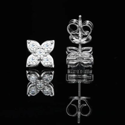 7mm S925 Silver Moissanite Diamond Clover Earrings Iced Out For Men Women Hip Hop Jewelry Pass Diamonds Tester With GRA Free Shi