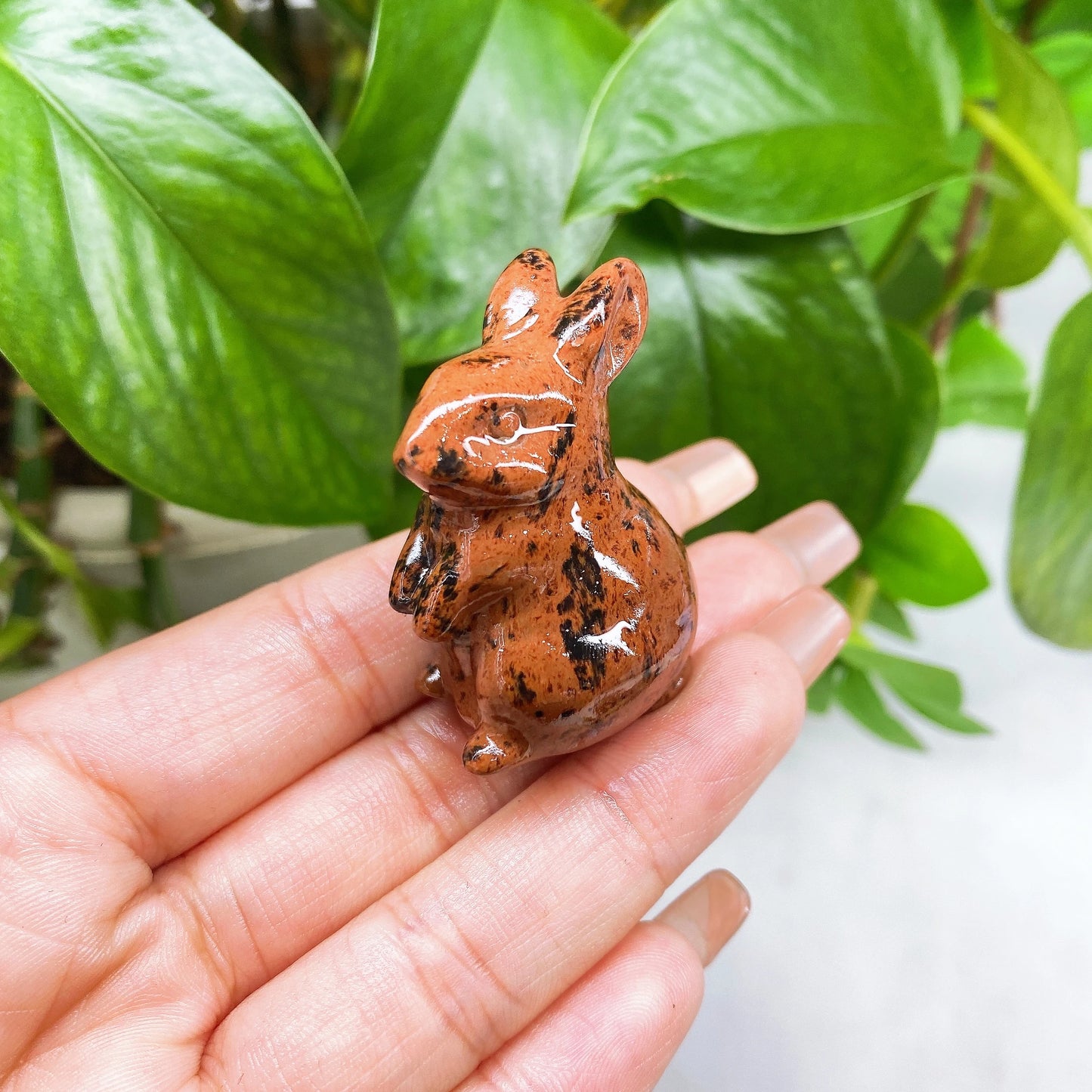 Amethyst, Quartz & Agate Rabbit Carving – Healing Gem Décor