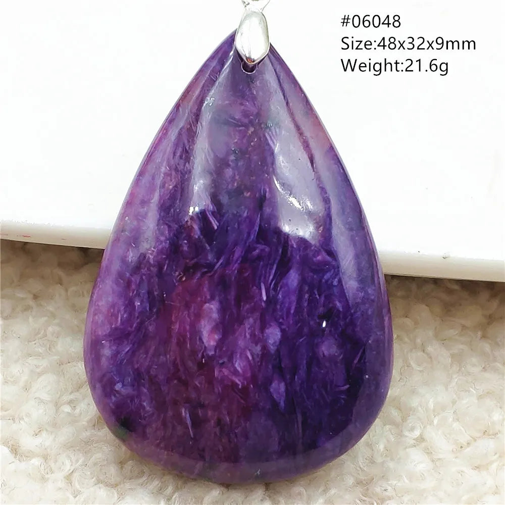 Natural Purple Charoite Water Drop Gemstone Pendant Women Men Charoite Bead Best Necklace Jewelry 925 Sterling Silver AAAAAA