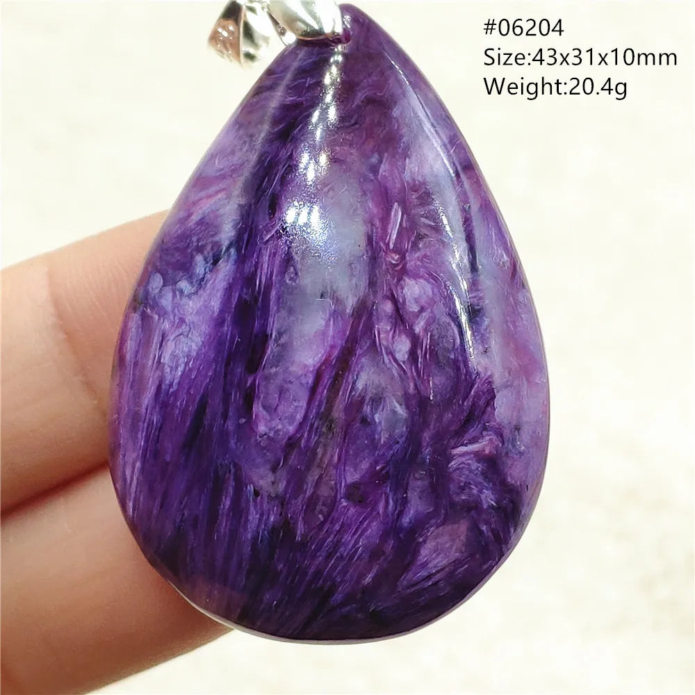 Natural Purple Charoite Water Drop Gemstone Pendant Women Men Charoite Bead Best Necklace Jewelry 925 Sterling Silver AAAAAA