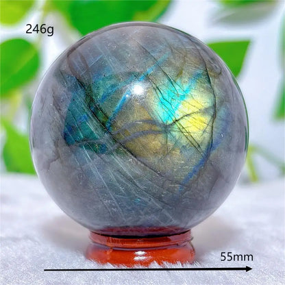 Labradorite Sphere Ball Crystal Natural Stone Quartz Home Decoration Minerals Reiki Craft Gemstone Energy Healing Love +Stand