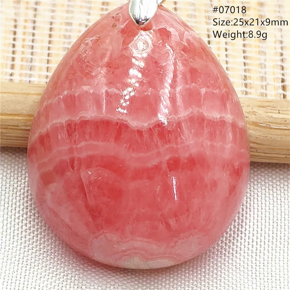 Natural Rose Rhodochrosite Pendant Heart Red Rhodochrosite Love Bead Pendant Necklace Women Rare Rose Necklace AAAAA