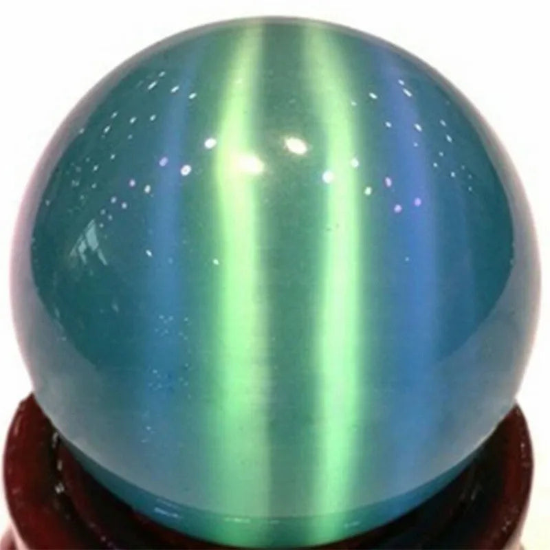 Bola de pedra opala olho de gato azul de 40 mm, esfera de cristal de quartzo, bola de pedra fengshui para decoração de casa, quarto e escritório, presente