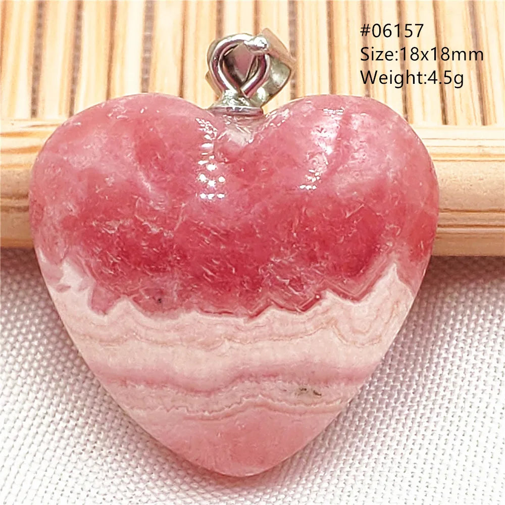 Natural Rose Rhodochrosite Pendant Heart Red Rhodochrosite Love Bead Pendant Necklace Women Rare Rose Necklace AAAAA