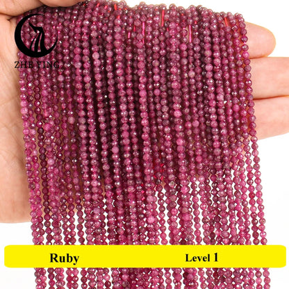 3mm Faceted Natural Stone Pink Morganite Beads Small Loose Spacer Beads for Jewelry Making Bracelet Necklace DIY Accessories