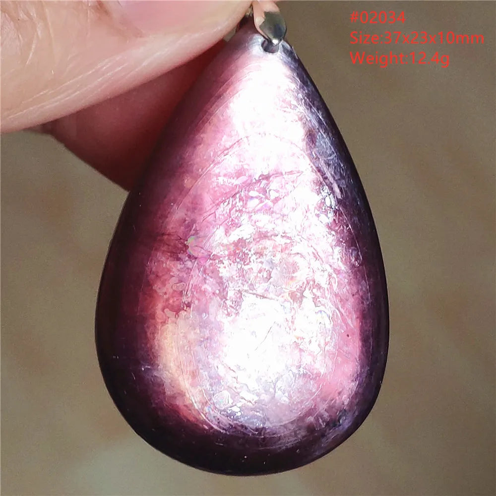 Natural Purple Lepidolite Quartz Tourmaline Mica Pendant Flash Woman Men Heart Love Fashion Jewelry AAAAAA