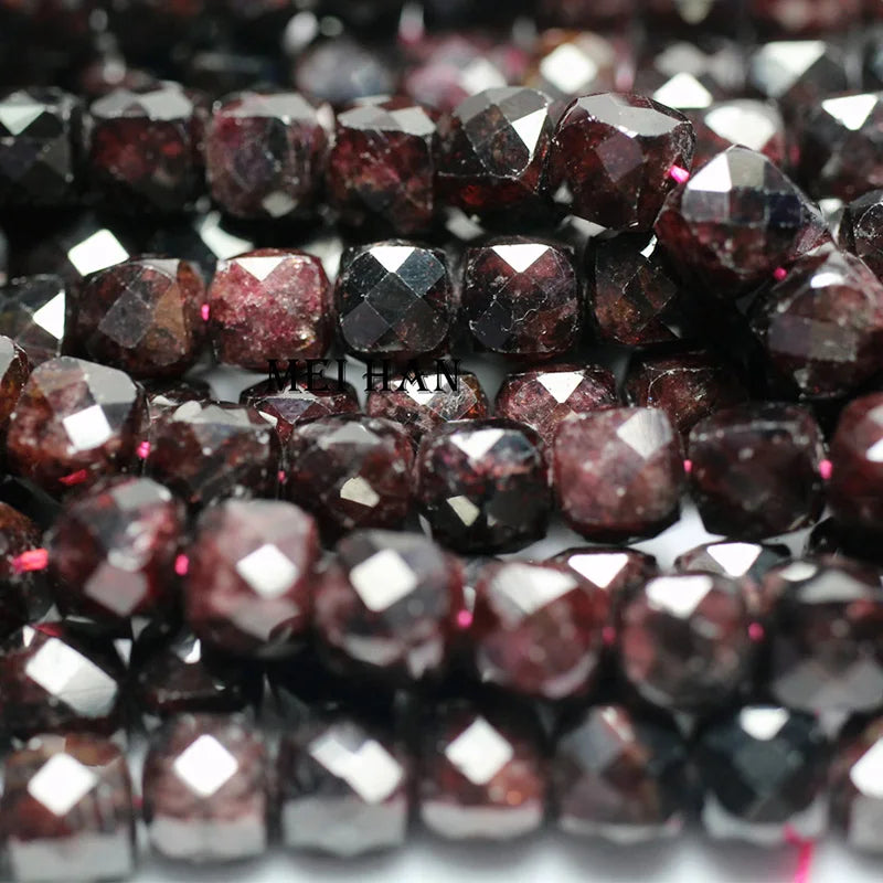 Meihan Natural Mozambique Red Garnet 8mm Faceted Cube loose beads For DIY jewelry making design