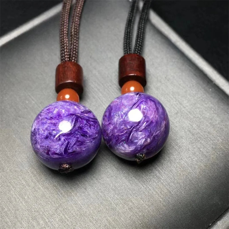 Colgante de esfera de charoita natural S925, cristal curativo, Reiki, regalo para mujer, colgante de joyería con piedras preciosas, regalo, 18 MM, 1 ud.