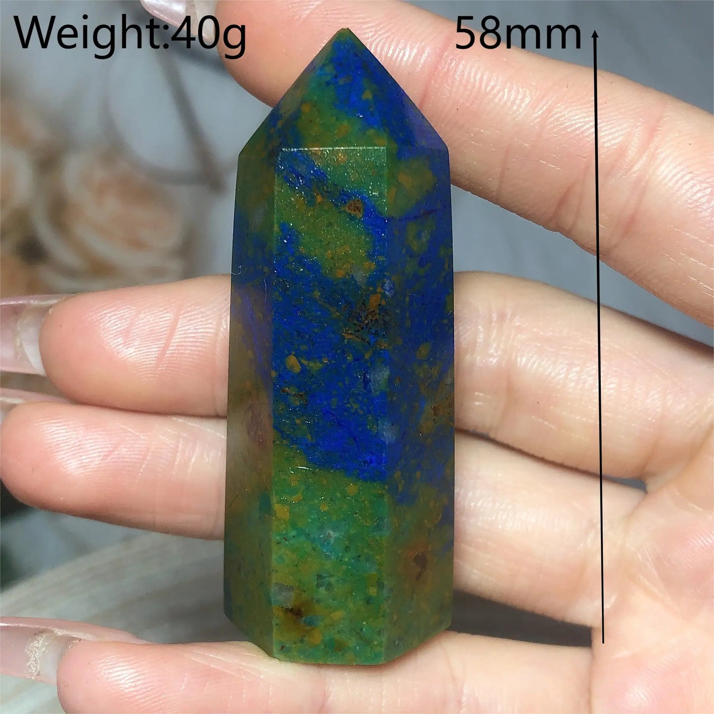 Natural Crystals Chrysocolla With Azurite Tower Healing High Quality Energy Mineral Wholesale Reiki Home Decroration