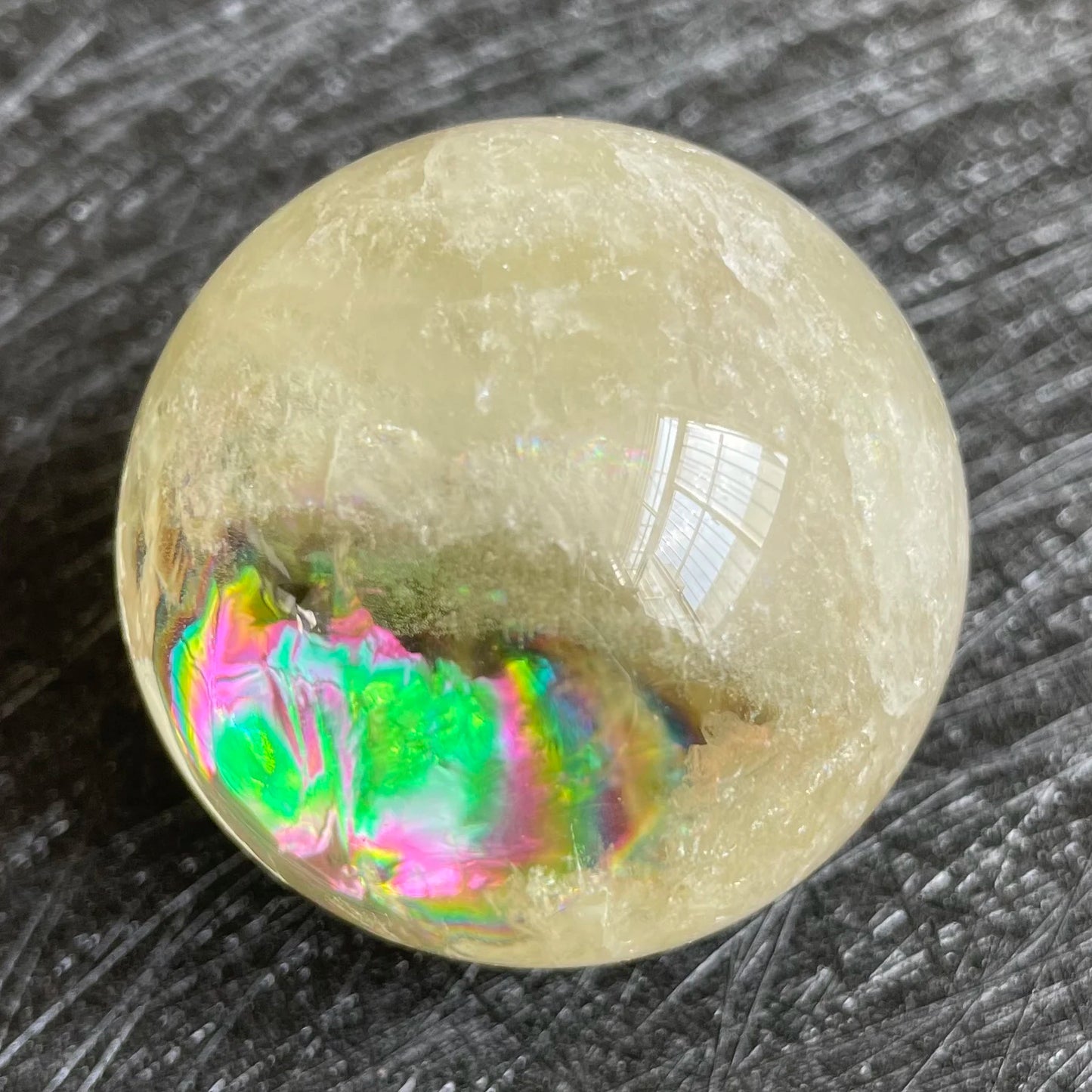 Natural Stone Citrine Crystal Ball Rainbow Quartz Sphere Polished Rock Reiki Healing