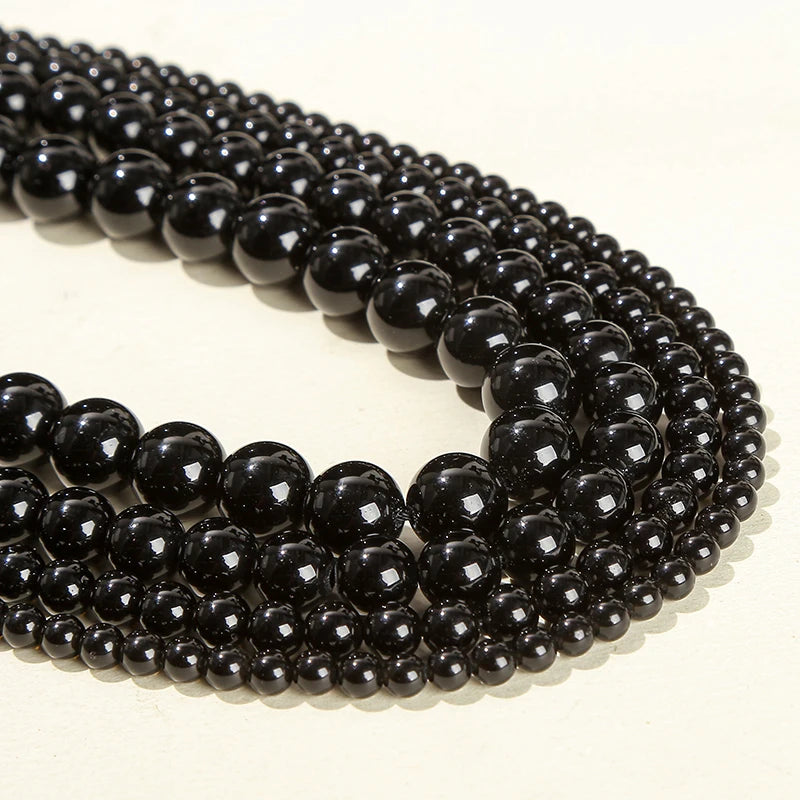 4 6 8 10mm Natural Stone Black Obsidian Bead Polished Round Loose Spacer Bead For Jewelry Making Diy Necklace Bracelet Accessory