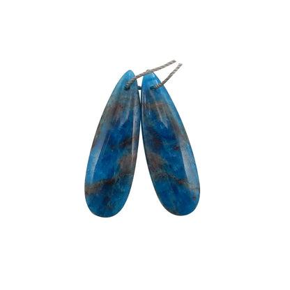 Brincos de gota de água de cristal de apatita azul natural para fazer joias, brincos de moda faça você mesmo, pedra semipreciosa 33x11x4mm 6g