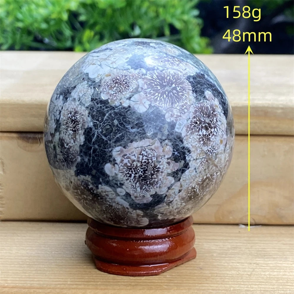 1pcNatural Green Cherry Blossom Stone Agate Gem Energy Sphere Healing Reiki Crystal Ball Garden Aquarium Home Decor Holiday Gift