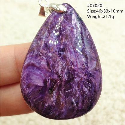 Natural Purple Charoite Pendant Necklace Jewelry Women 925 Sterling Silver Rare Gift Charoite Bead AAAAA