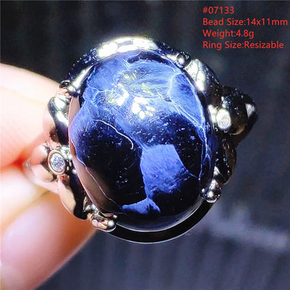 Natural Blue Pietersite Oval Adjustable Ring Women Jewelry Chatoyant Beads Namibia Jewelry Yellow Petersite Stone AAAAA