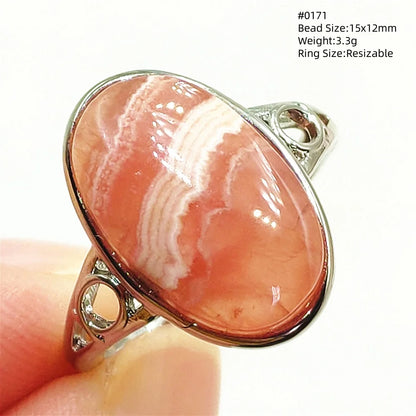 Natural Rose Rhodochrosite Ring Adjustable Ring Jewelry Woman Men Love Red Rhodochrosite Bead Healing Stone AAAAAA