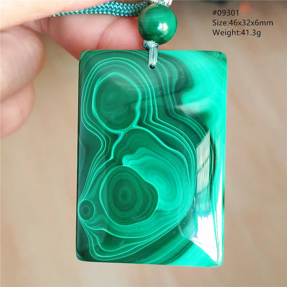 Natural Green Malachite Chrysocolla Pendant Jewelry Rectangle Women Men Big Fashion Green Chrysocolla Fashion Necklace AAAAAA