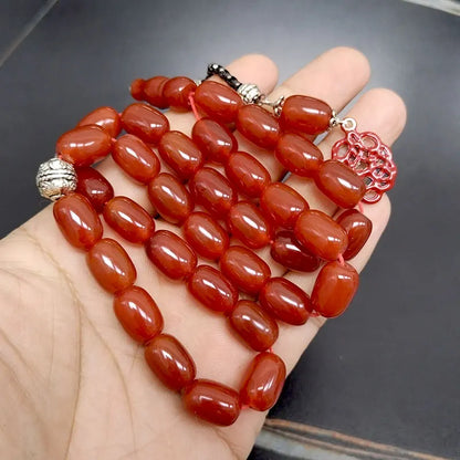 Natural Red Agate 5A Beaded Bracelet – Premium Semi-Precious Stone Strand with Red Pendant