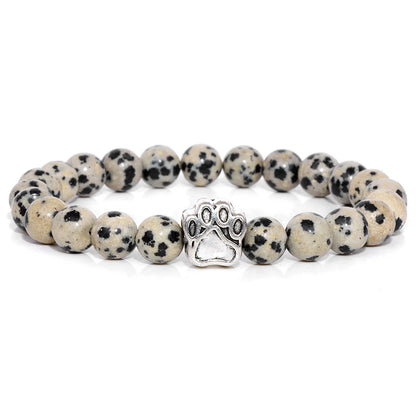 Animal Cat Dog Bear Paw Charm Bracelet Natural Stone Sodalite African Turquoises Picture Jaspers Beaded Bracelets For Women Men