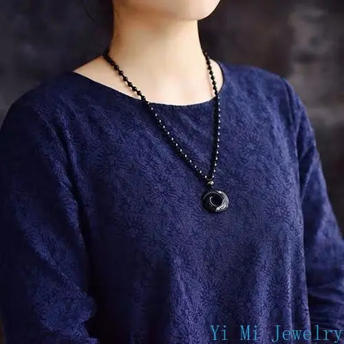 Obsidian Raw Stone Necklace Crafts Decorative Craft Organic Material Feng Shui Piedras Jewelry Lucky Natural Amethyst Ornaments