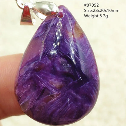 Natural Purple Charoite Water Drop Gemstone Pendant Women Men Charoite Bead Best Necklace Jewelry 925 Sterling Silver AAAAAA