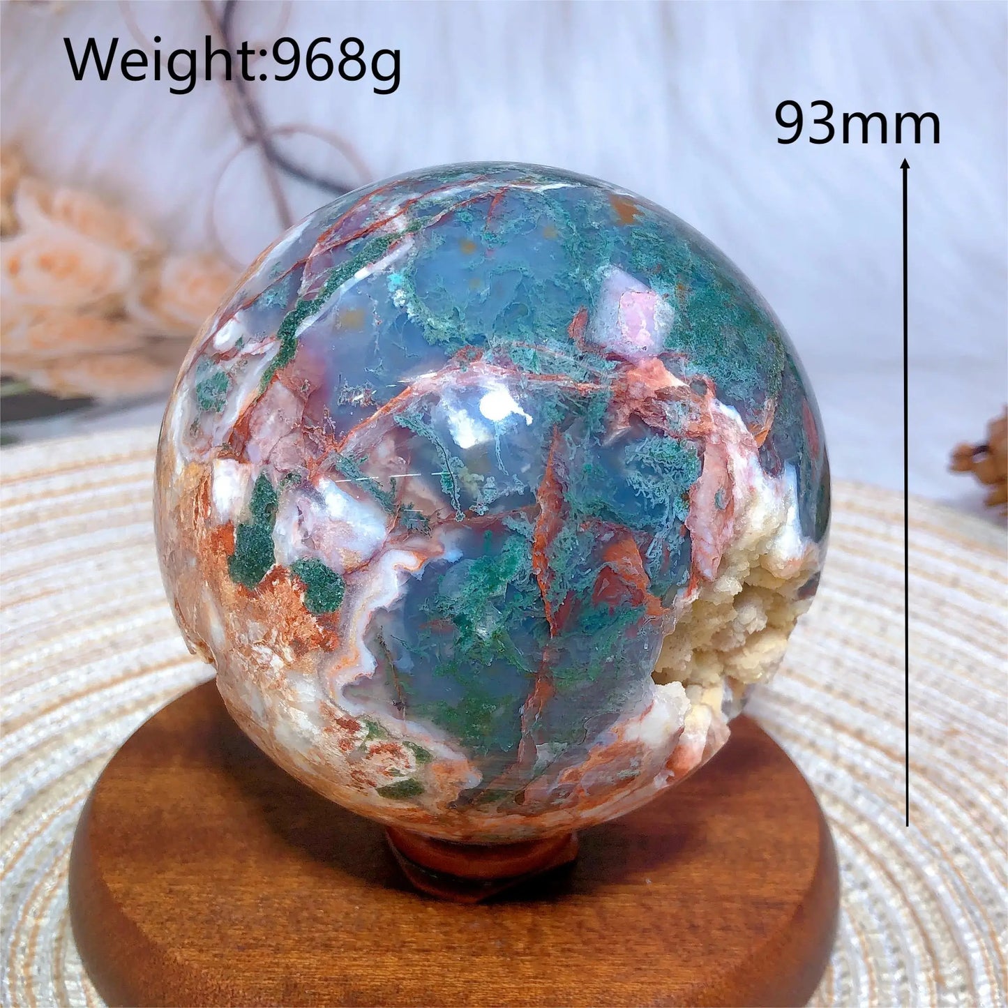 Natural Crystals Carnelian Moss Agate Sphere Druzy Geode Home Decorations Polished Room Decor Energy Gift Mineral Ore